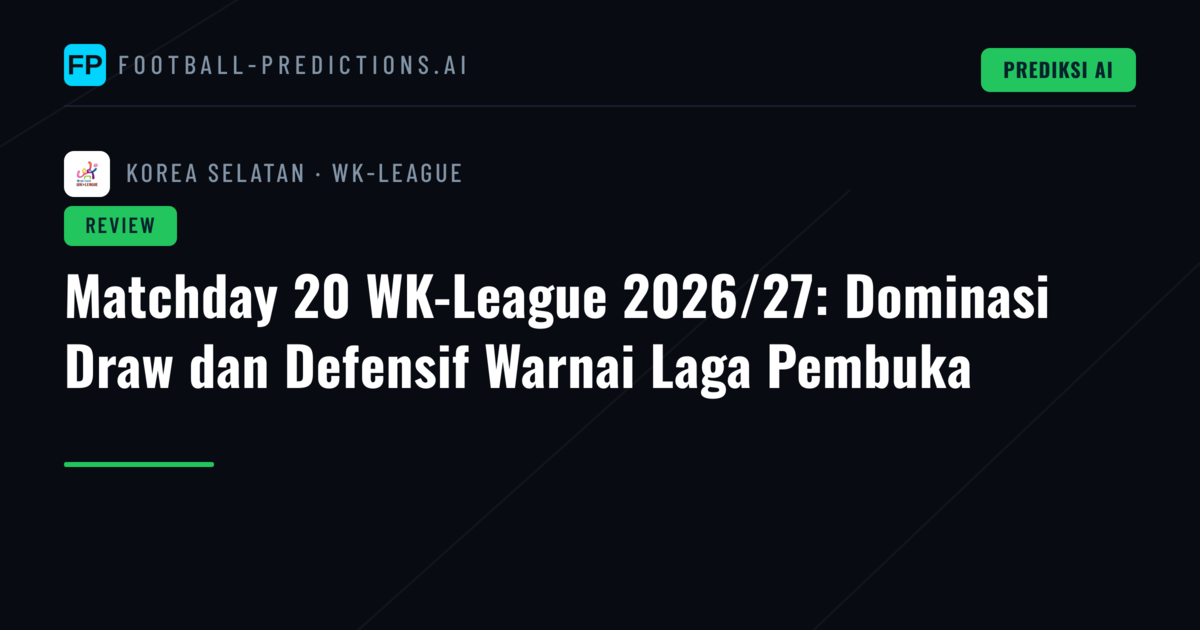 Matchday 20 WK-League 2026/27: Dominasi Draw dan Defensif Warnai Laga Pembuka