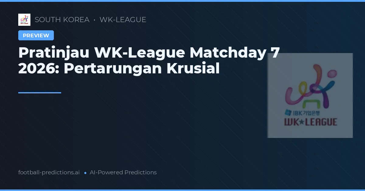 Pratinjau WK-League Matchday 7 2026: Pertarungan Krusial