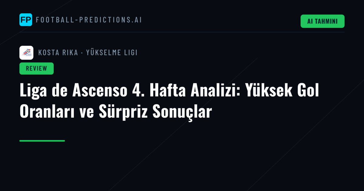 Liga de Ascenso 4. Hafta Analizi: Yüksek Gol Oranları ve Sürpriz Sonuçlar