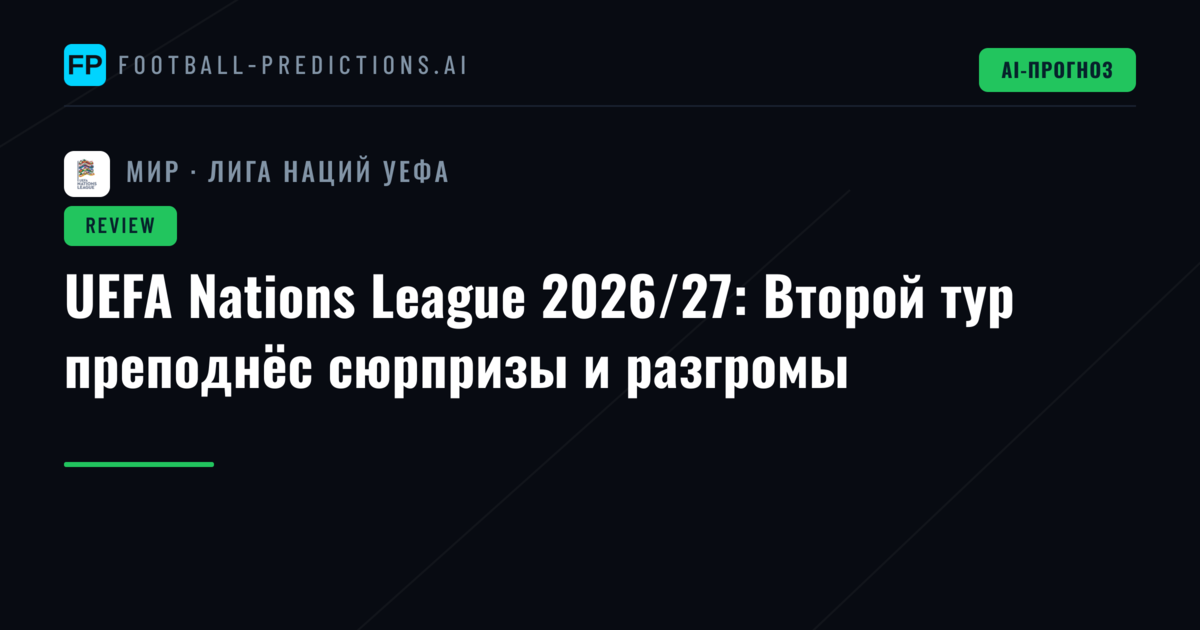 UEFA Nations League 2026/27: Второй тур преподнёс сюрпризы и разгромы