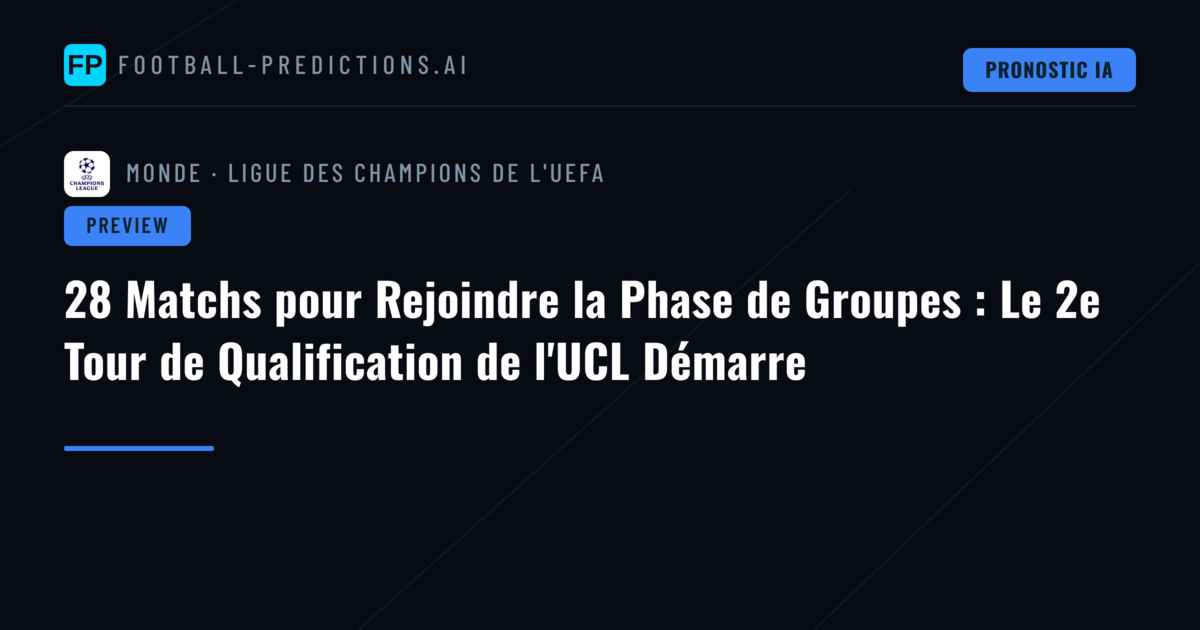 28 Matchs pour Rejoindre la Phase de Groupes : Le 2e Tour de Qualification de l'UCL Démarre