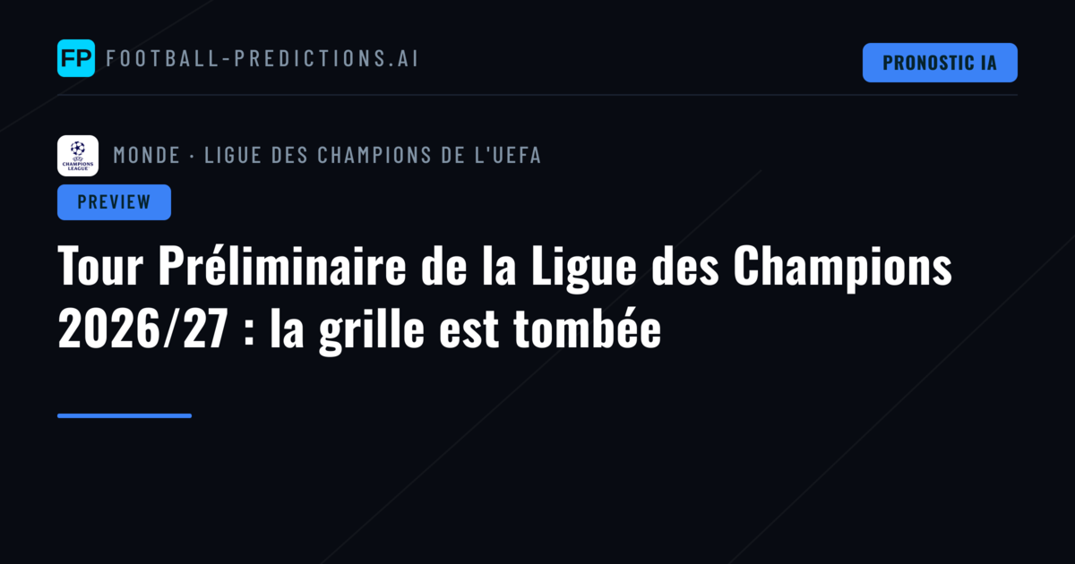 Tour Préliminaire de la Ligue des Champions 2026/27 : la grille est tombée