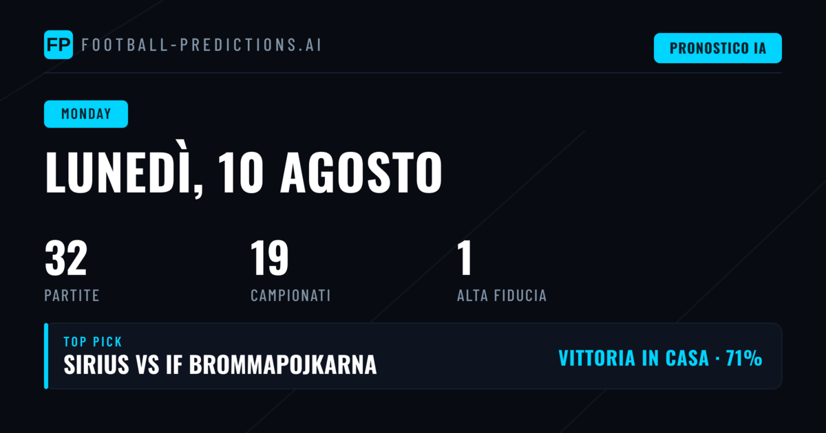 Analisi delle partite di lunedì 10 agosto