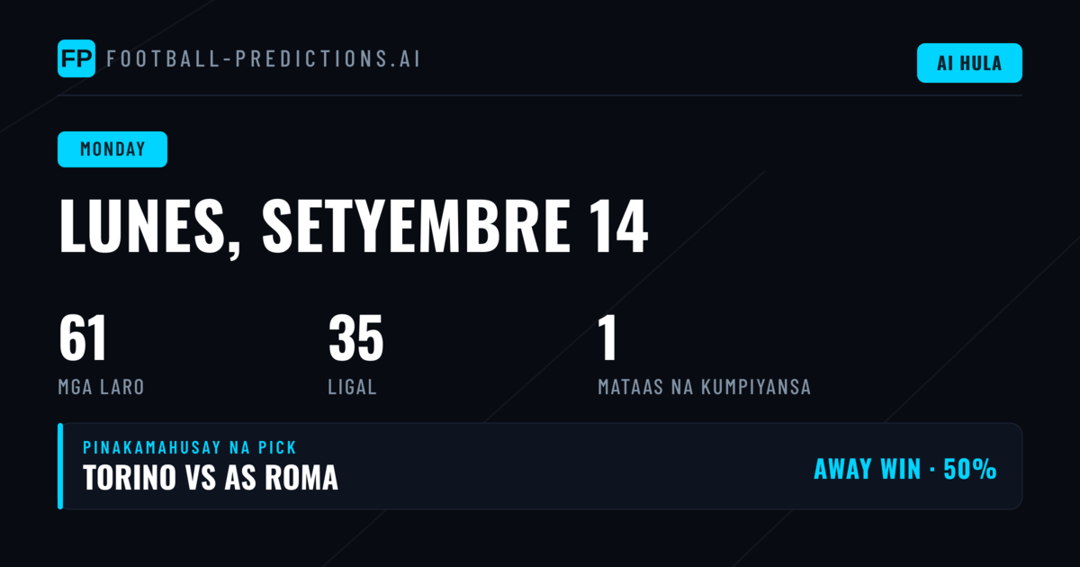 Panimula: Monday Matches, 14 Sep 2026