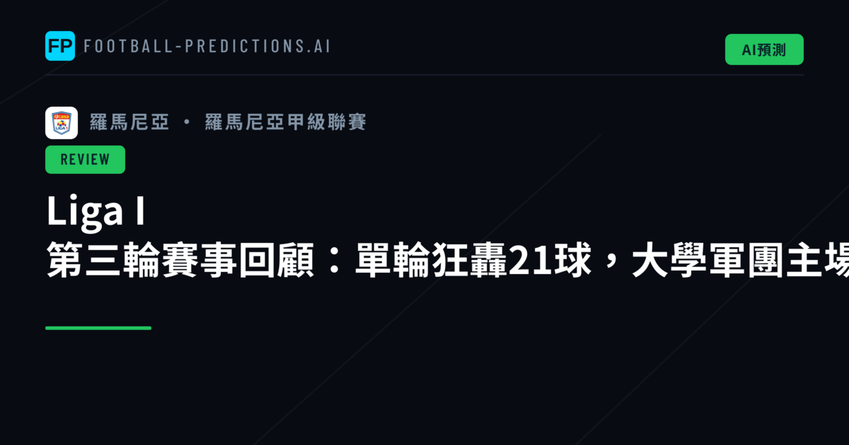 Liga I 第三輪賽事回顧:單輪狂轟21球,大學軍團主場強勢掃落