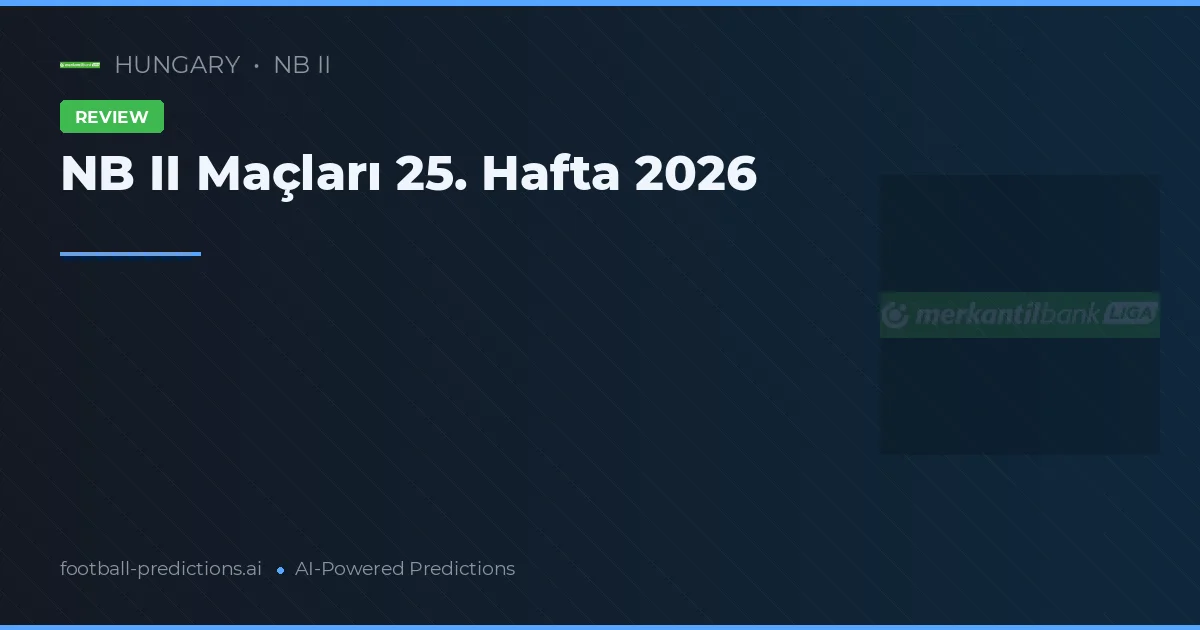 NB II Maçları 25. Hafta 2026