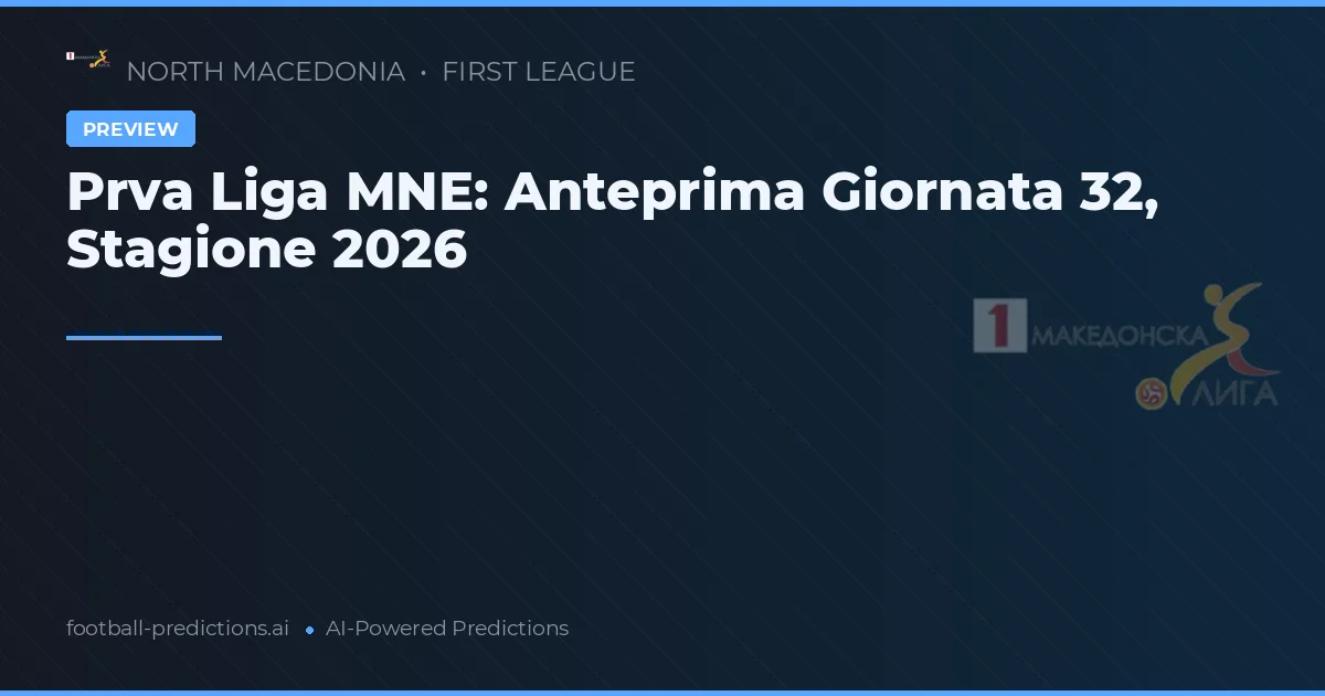 Prva Liga MNE: Anteprima Giornata 32, Stagione 2026