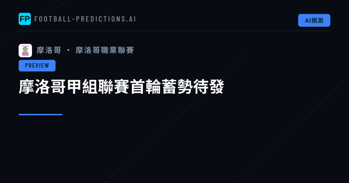 摩洛哥甲組聯賽首輪蓄勢待發