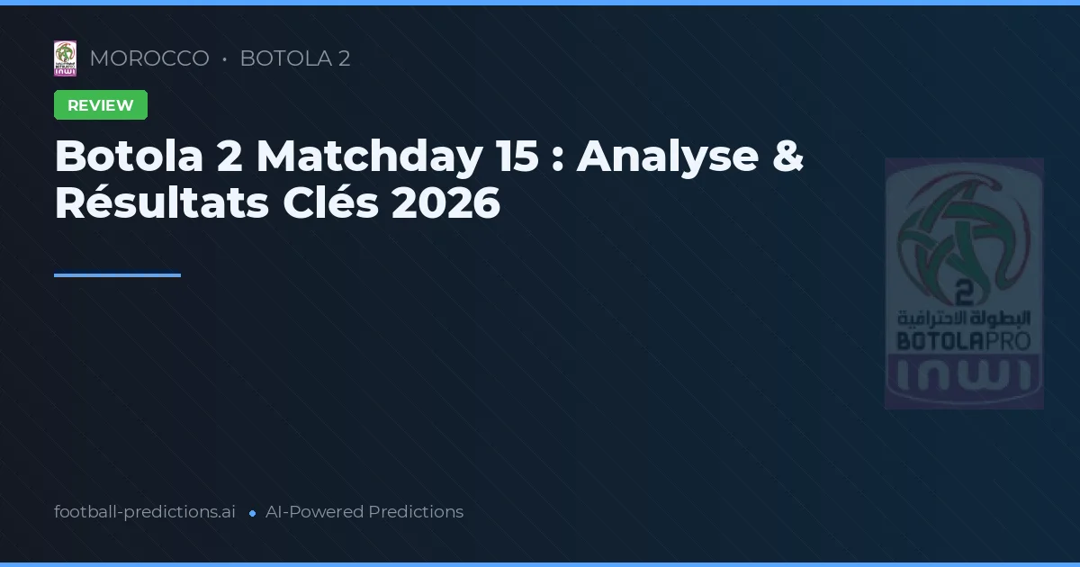 Botola 2 Matchday 15 : Analyse & Résultats Clés 2026