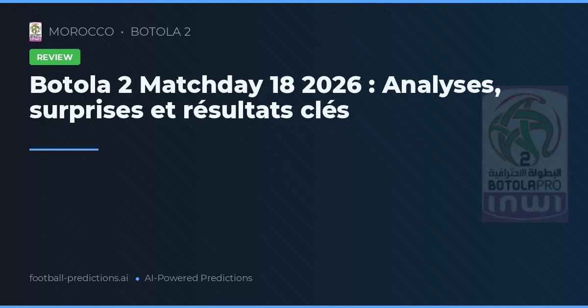 Botola 2 Matchday 18 2026 : Analyses, surprises et résultats clés
