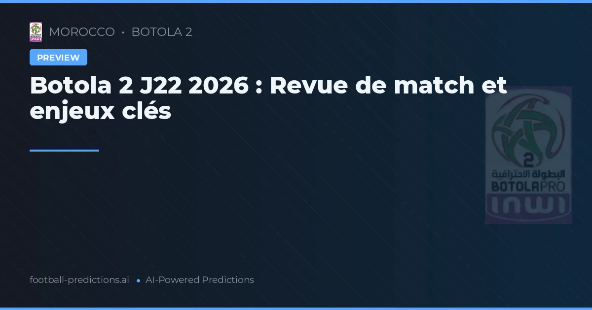 Botola 2 J22 2026 : Revue de match et enjeux clés