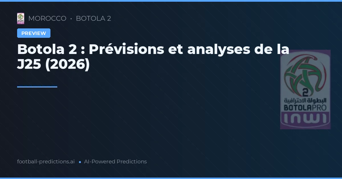 Botola 2 : Prévisions et analyses de la J25 (2026)