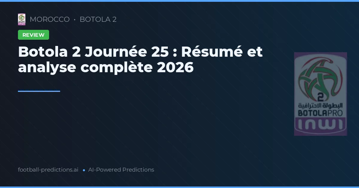 Botola 2 Journée 25 : Résumé et analyse complète 2026