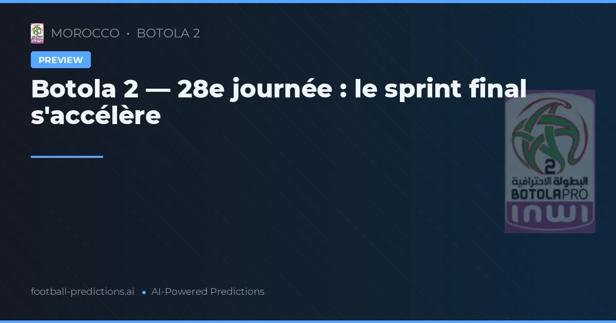 Botola 2 — 28e journée : le sprint final s'accélère