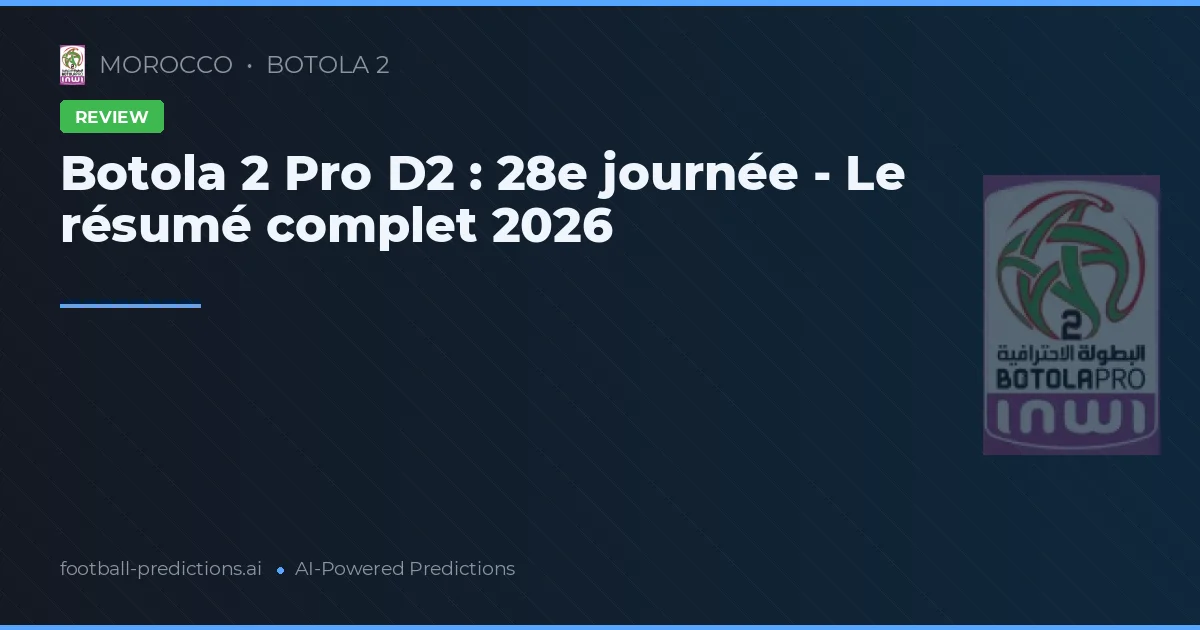 Botola 2 Pro D2 : 28e journée - Le résumé complet 2026