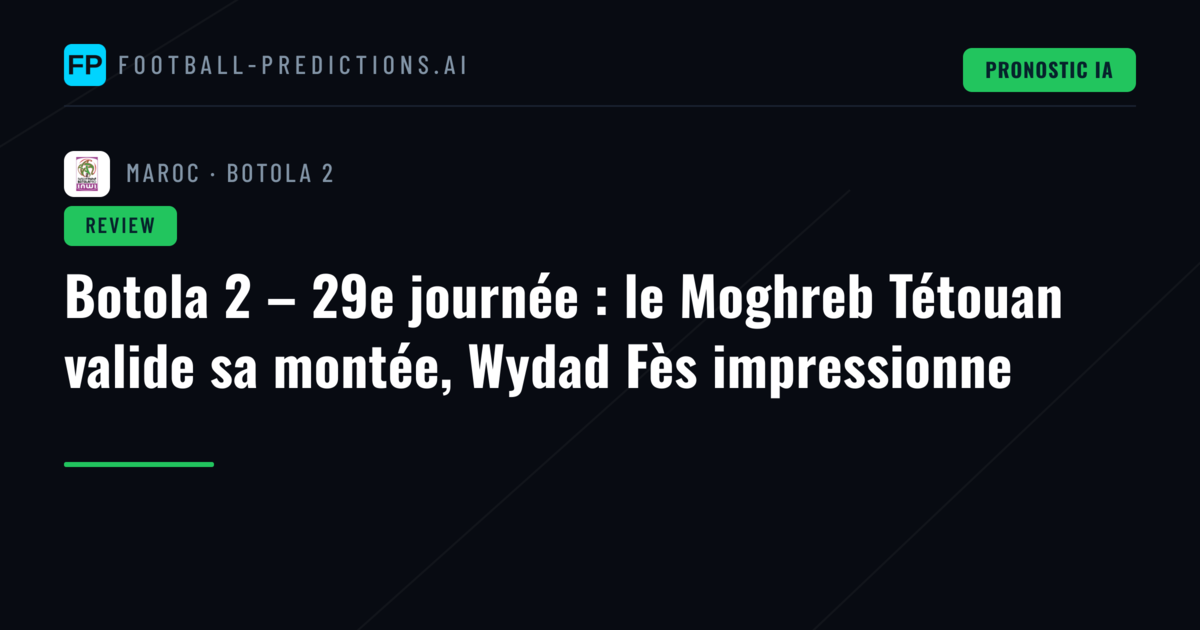 Botola 2 – 29e journée : le Moghreb Tétouan valide sa montée, Wydad Fès impressionne