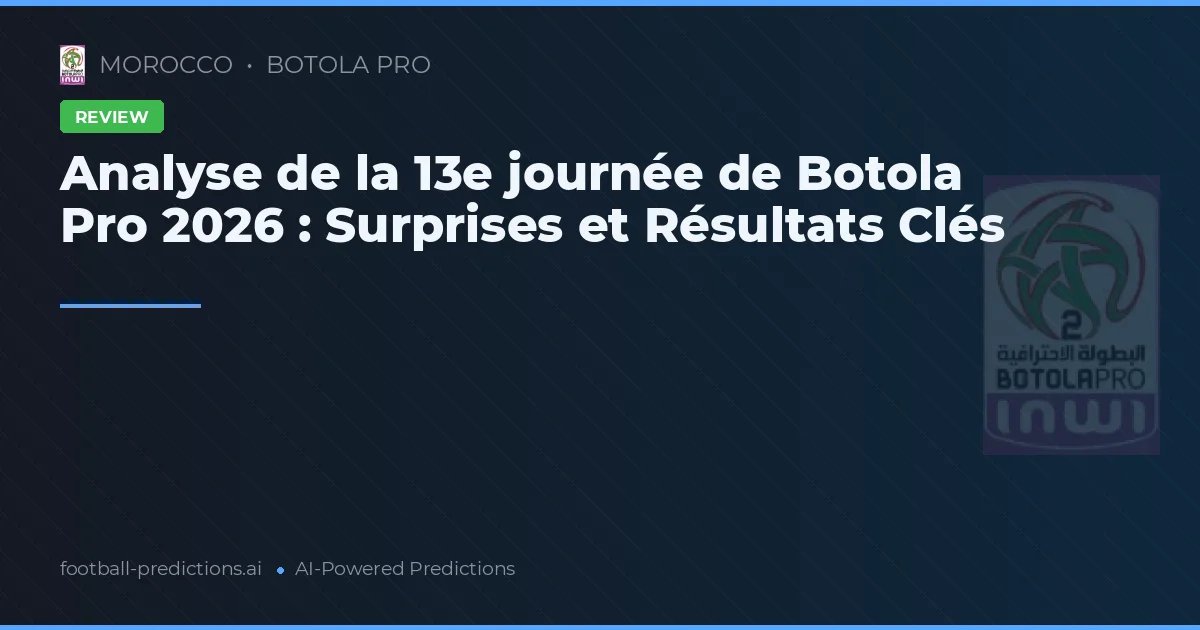Analyse de la 13e journée de Botola Pro 2026 : Surprises et Résultats Clés