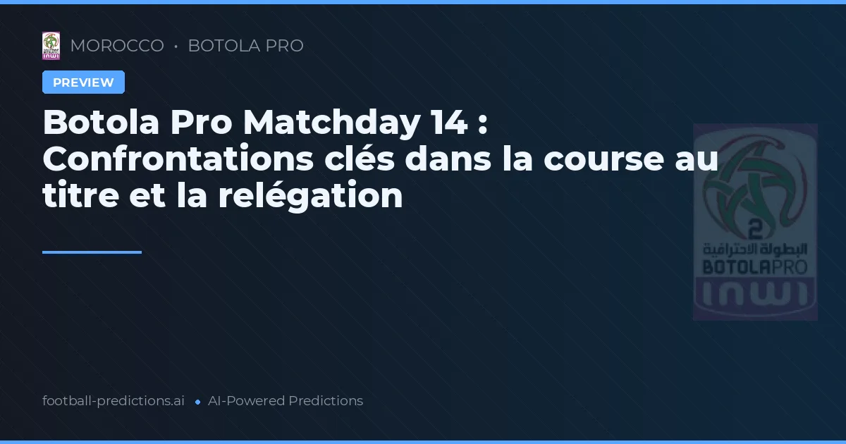 Botola Pro Matchday 14 : Confrontations clés dans la course au titre et la relégation