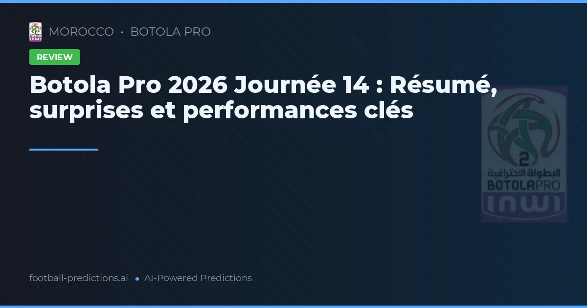 Botola Pro 2026 Journée 14 : Résumé, surprises et performances clés