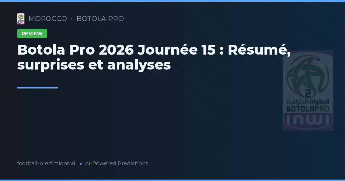 Botola Pro 2026 Journée 15 : Résumé, surprises et analyses