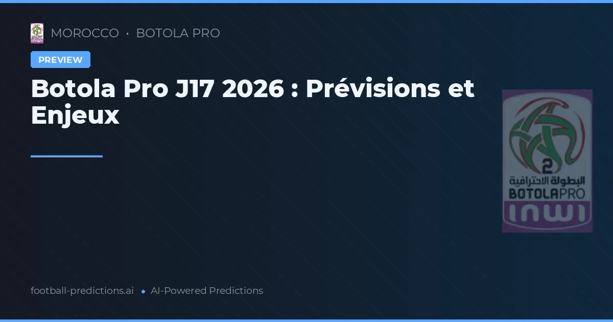Botola Pro J17 2026 : Prévisions et Enjeux