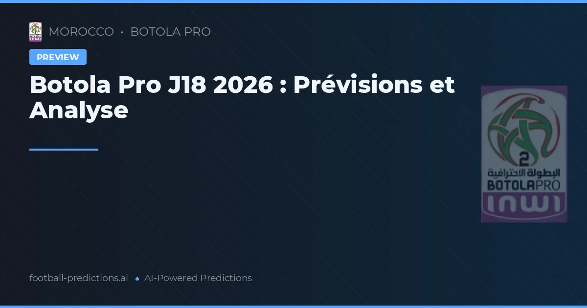 Botola Pro J18 2026 : Prévisions et Analyse