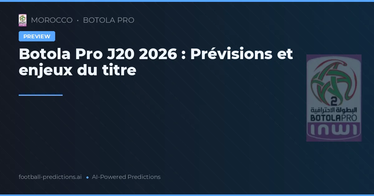 Botola Pro J20 2026 : Prévisions et enjeux du titre