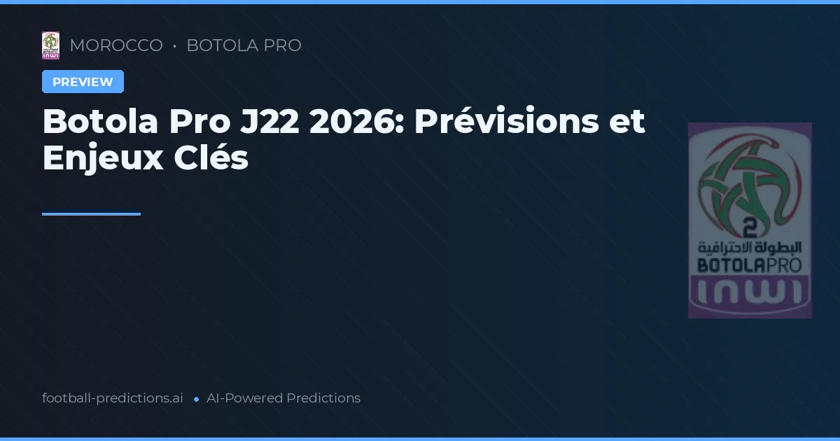 Botola Pro J22 2026: Prévisions et Enjeux Clés