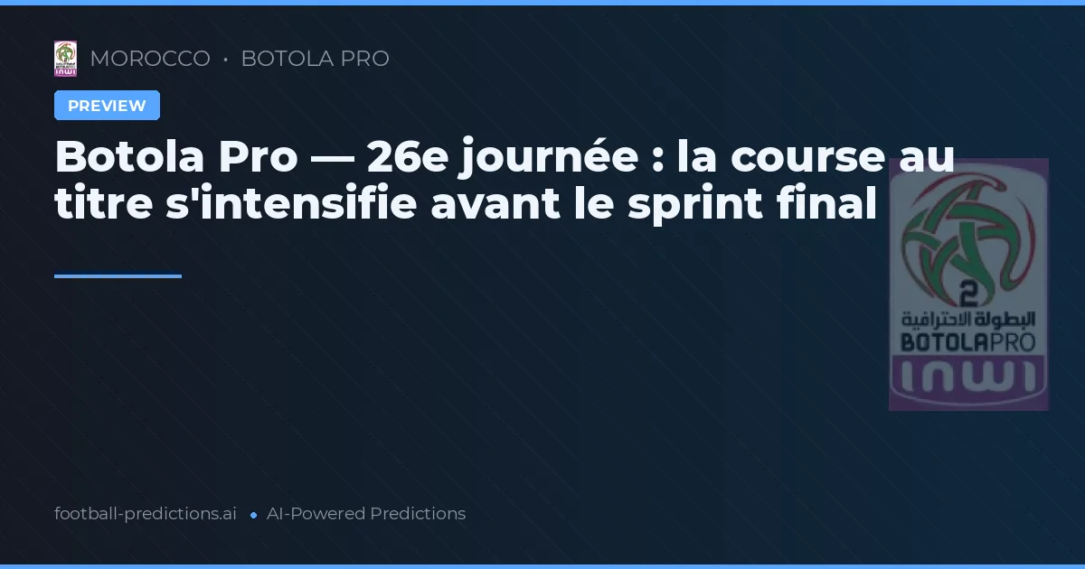 Botola Pro — 26e journée : la course au titre s'intensifie avant le sprint final