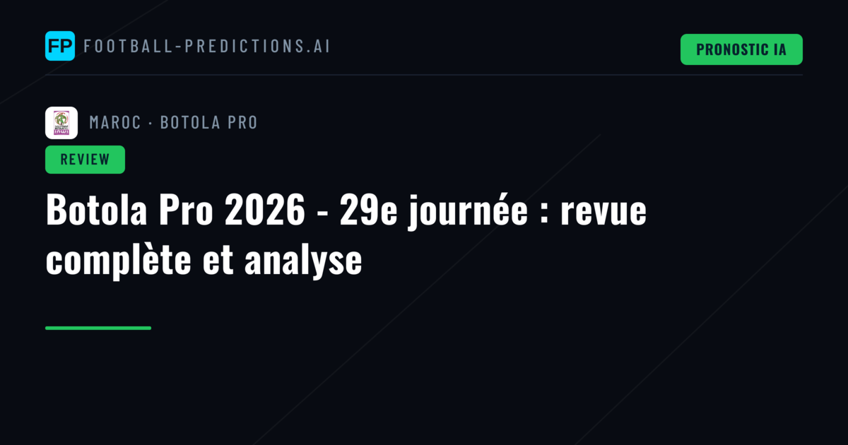 Botola Pro 2026 - 29e journée : revue complète et analyse