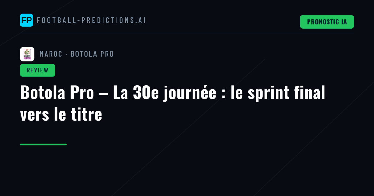 Botola Pro – La 30e journée : le sprint final vers le titre
