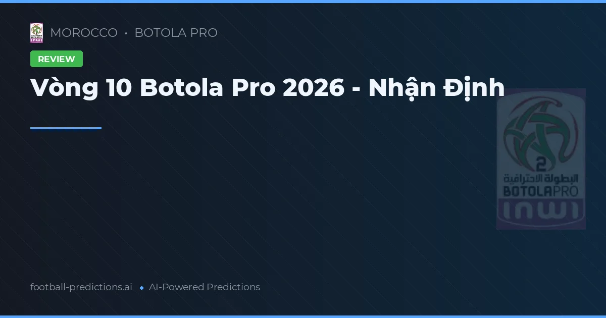 Vòng 10 Botola Pro 2026 - Nhận Định