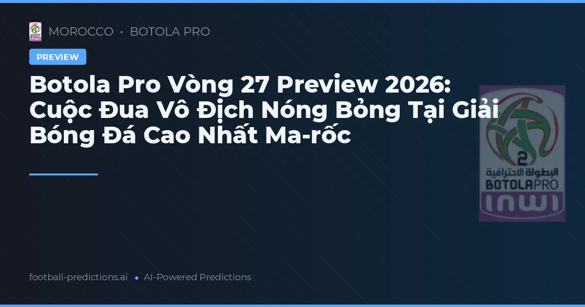 Botola Pro Vòng 27 Preview 2026: Cuộc Đua Vô Địch Nóng Bỏng Tại Giải Bóng Đá Cao Nhất Ma-rốc
