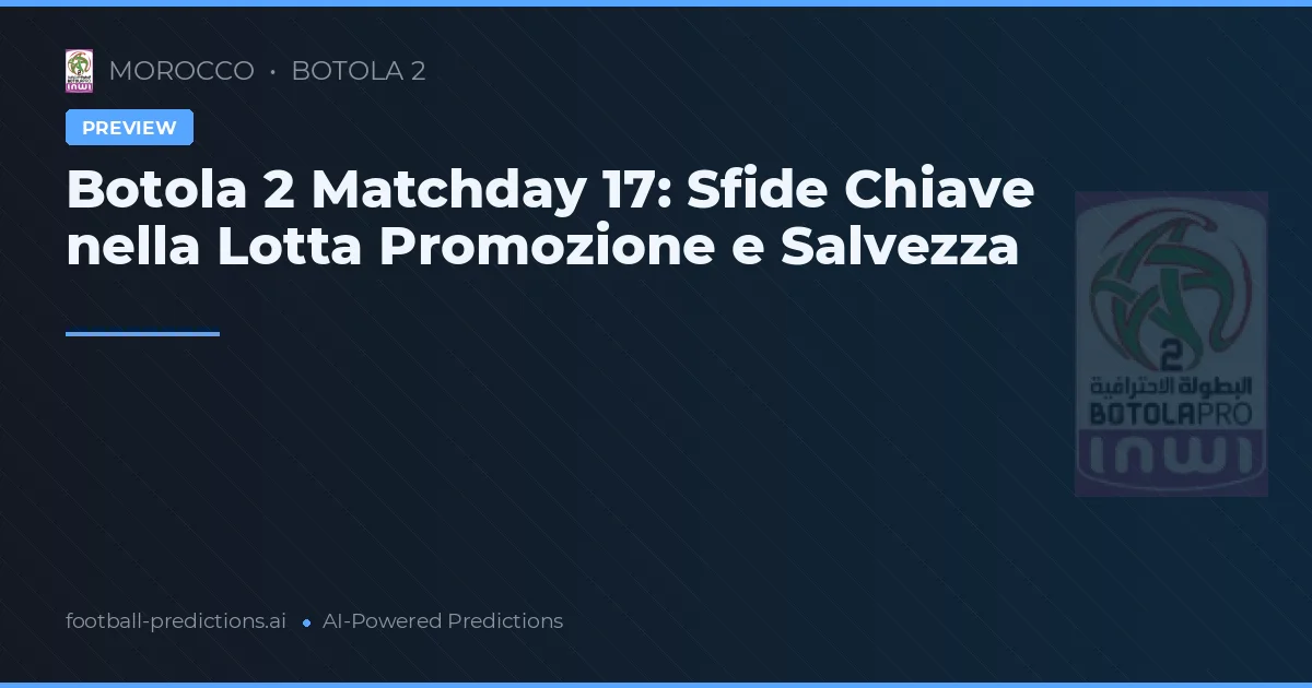 Botola 2 Matchday 17: Sfide Chiave nella Lotta Promozione e Salvezza
