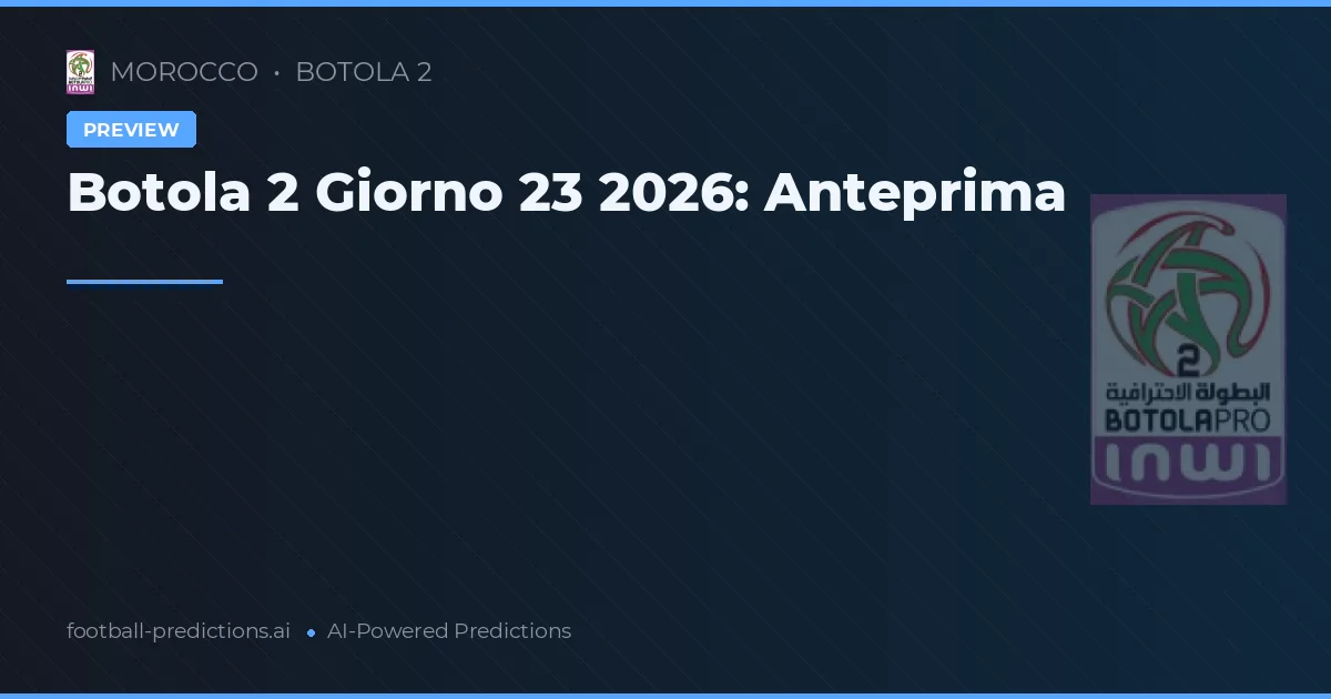 Botola 2 Giorno 23 2026: Anteprima