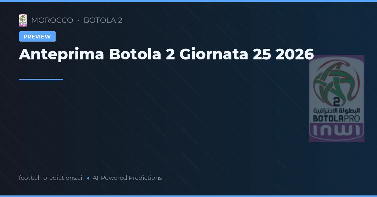 Anteprima Botola 2 Giornata 25 2026