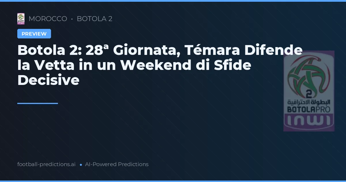 Botola 2: 28ª Giornata, Témara Difende la Vetta in un Weekend di Sfide Decisive