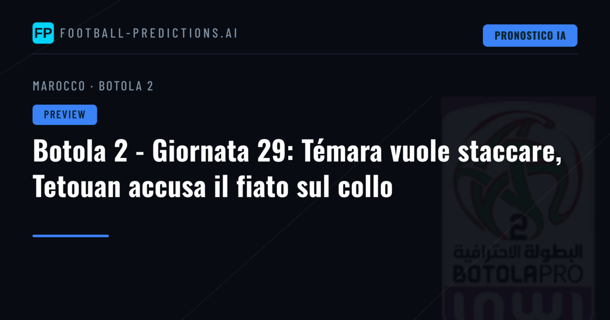 Botola 2 - Giornata 29: Témara vuole staccare, Tetouan accusa il fiato sul collo