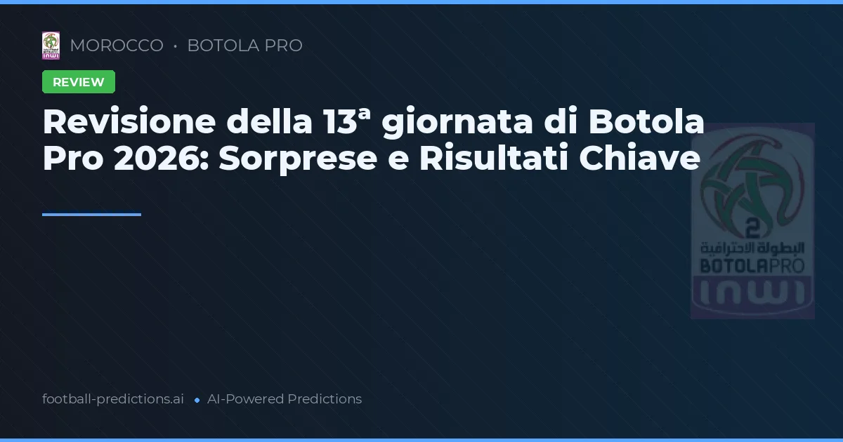Revisione della 13ª giornata di Botola Pro 2026: Sorprese e Risultati Chiave