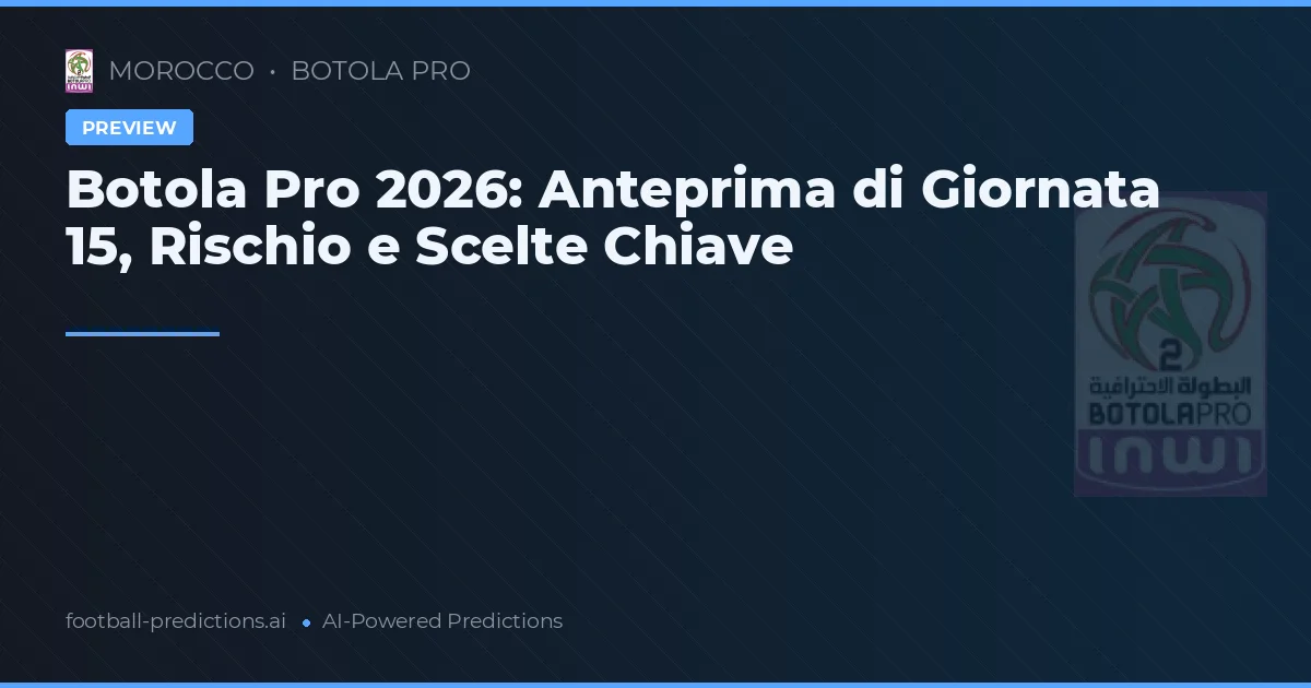 Botola Pro 2026: Anteprima di Giornata 15, Rischio e Scelte Chiave