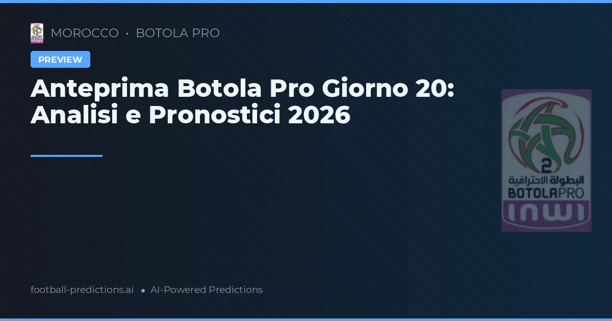 Anteprima Botola Pro Giorno 20: Analisi e Pronostici 2026