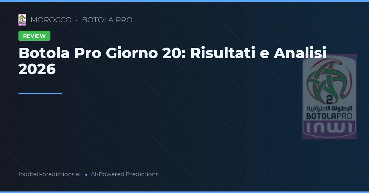 Botola Pro Giorno 20: Risultati e Analisi 2026