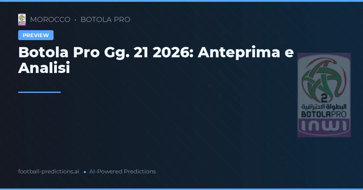 Botola Pro Gg. 21 2026: Anteprima e Analisi