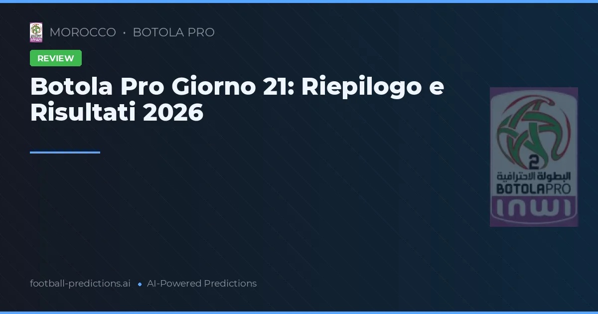 Botola Pro Giorno 21: Riepilogo e Risultati 2026