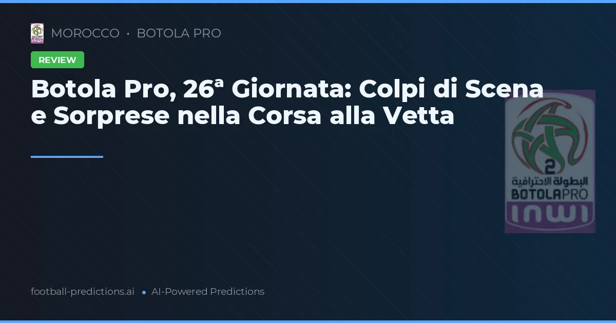 Botola Pro, 26ª Giornata: Colpi di Scena e Sorprese nella Corsa alla Vetta