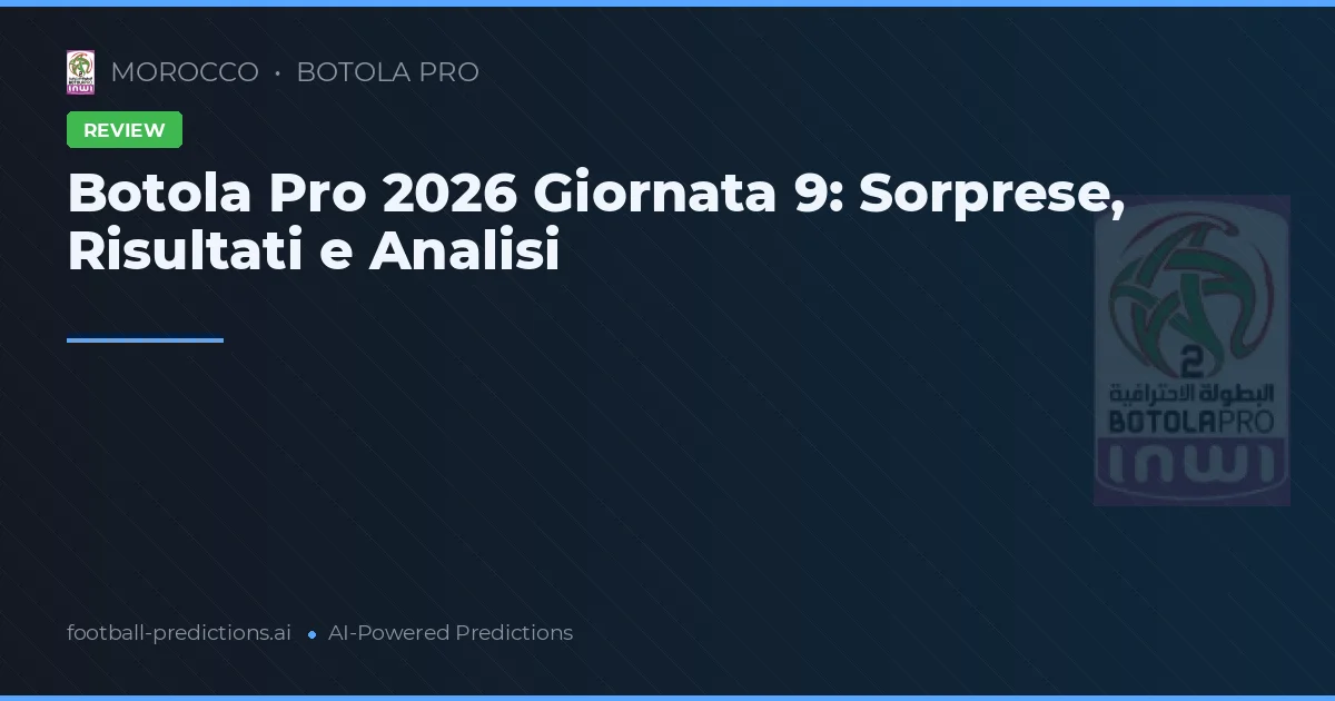 Botola Pro 2026 Giornata 9: Sorprese, Risultati e Analisi