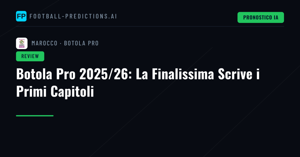 Botola Pro 2025/26: La Finalissima Scrive i Primi Capitoli