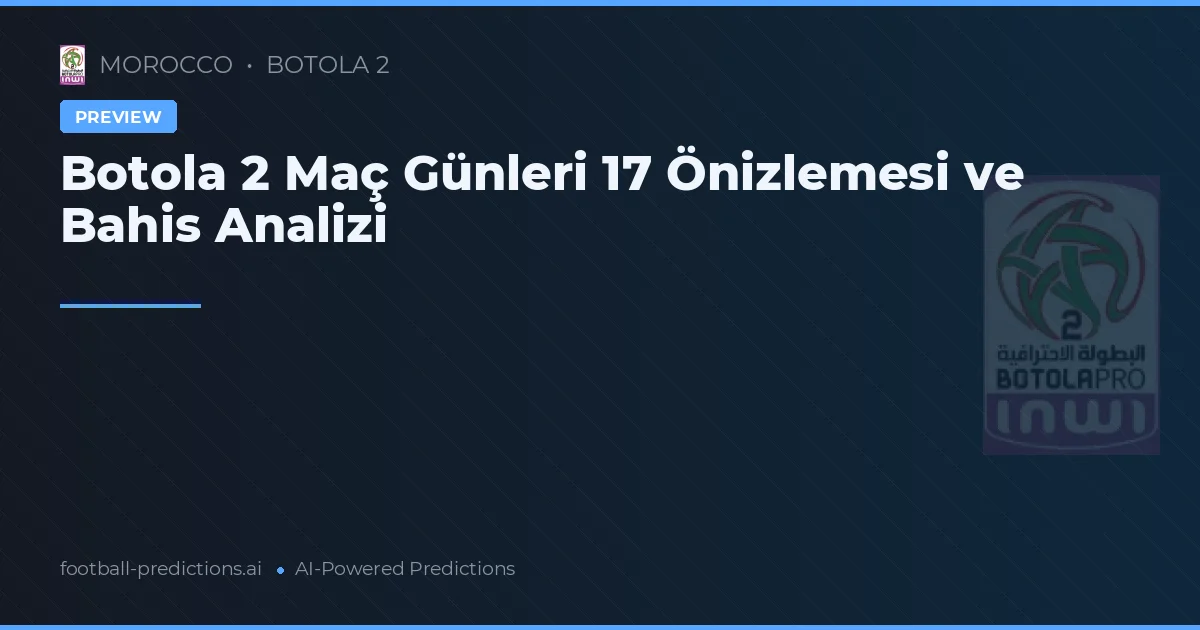 Botola 2 Maç Günleri 17 Önizlemesi ve Bahis Analizi