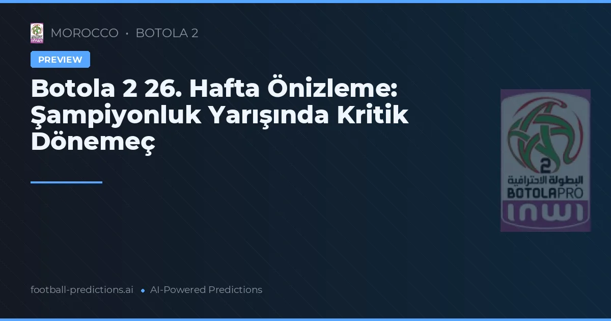 Botola 2 26. Hafta Önizleme: Şampiyonluk Yarışında Kritik Dönemeç