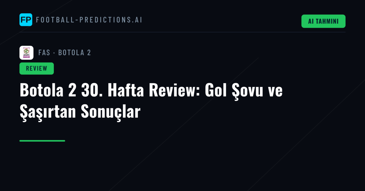 Botola 2 30. Hafta Review: Gol Şovu ve Şaşırtan Sonuçlar